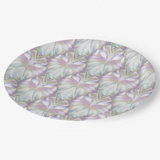 Pastel Lila Oracle Owl Pattern Pappteller (Schrägansicht)