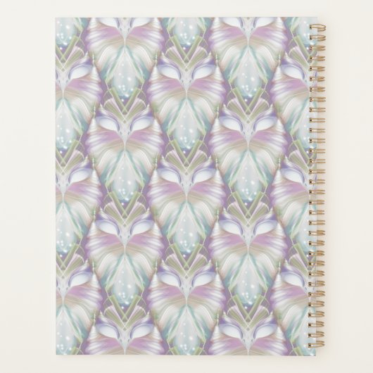 Pastel Lila Oracle Owl Pattern Planer (Rückseite)