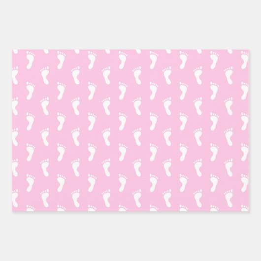 PASTEL LILA PERIWINKLE PINK ROWS OF BABY FEED GESCHENKPAPIER SET (Vorderseite 3)