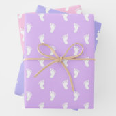 PASTEL LILA PERIWINKLE PINK ROWS OF BABY FEED GESCHENKPAPIER SET (Beispiel)
