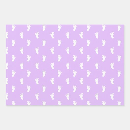 PASTEL LILA PERIWINKLE PINK ROWS OF BABY FEED GESCHENKPAPIER SET (Vorderseite)