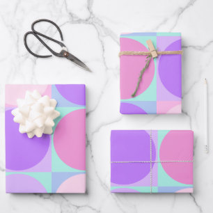 Pastel Lila Pink Aqua Geometric Circle Shape Art Geschenkpapier Set