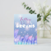 Pastel Lila Pink Feathers Glitzern Inspiration Postkarte (Stehend Vorderseite)