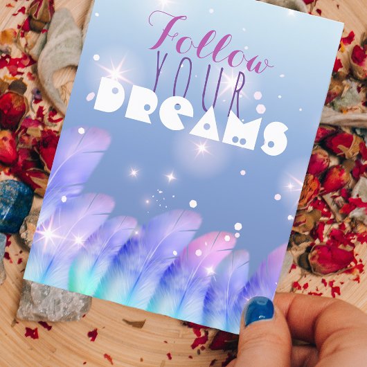 Pastel Lila Pink Feathers Glitzern Inspiration Postkarte