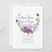 Pastel Lila Poppy Blumenkleider Kinderdusche Einladung (Vorderseite)