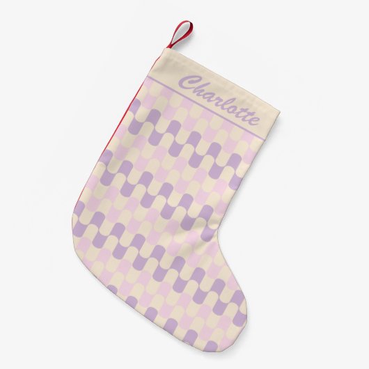 Pastel Lila Retro Geometric Muster Individuelle Na Kleiner Weihnachtsstrumpf (Vorderansicht (hängend))