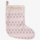 Pastel Lila Retro Geometric Muster Individuelle Na Kleiner Weihnachtsstrumpf (Vorderseite)