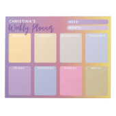 Pastel Lila rosa gelbfarbener, strahlender Weekly- Notizblock (Vorderseite)