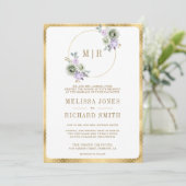 Pastel Lila Sage Green Floral All in One Wedding Einladung (Stehend Vorderseite)