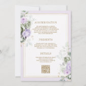 Pastel Lila Sage Green Floral All in One Wedding Einladung (Rückseite)