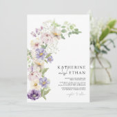 Pastel Lila Spring Floral Wedding Einladungen (Stehend Vorderseite)