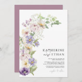 Pastel Lila Spring Floral Wedding Einladungen (Vorne/Hinten)
