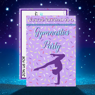 Pastel Lila Sprinkles Gymnastik Geburtstagsparty Einladung