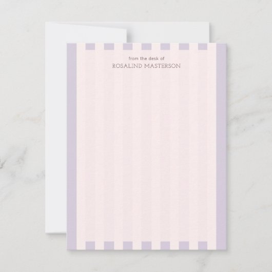 Pastel Lila Streifen Elegantes Monogramm Mitteilungskarte (Vorderseite)