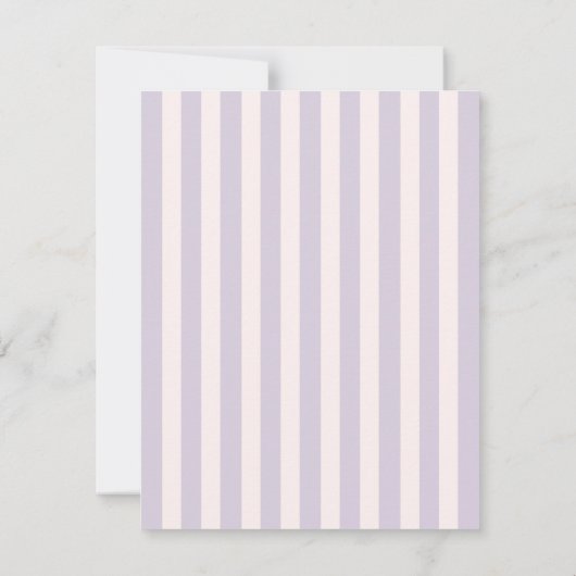 Pastel Lila Streifen Elegantes Monogramm Mitteilungskarte (Rückseite)