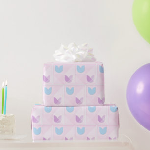 Pastel Lila Tulips & elegantes geometrisches Rosa Geschenkpapier