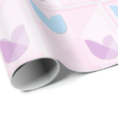 Pastel Lila Tulips & elegantes geometrisches Rosa Geschenkpapier (Rolleneckpunkt)