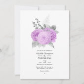 Pastel Lila und Silberne Vintage Rose Hochzeit Einladung (Vorderseite)