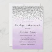 Pastel Lila und Silver Baby Dusche Einladung (Vorderseite)