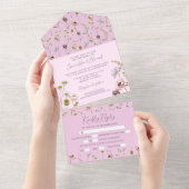 Pastel Lila Wild Blume Botanische Hochzeit All In One Einladung (Abreißen)