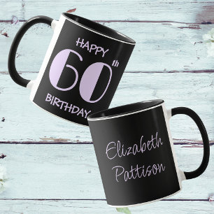 Pastel Lilac 60. Geburtstagsname Schwarz Tasse