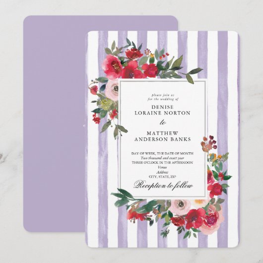 Pastel Lilac Colored Wedding Einladung (Vorne/Hinten)