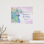 Pastel lilac florale Pfauenhochzeit Poster (Küche)