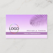 Pastel Lilac Gradient Palm Leaf mit Logo Stilvoll Visitenkarte (Vorderseite)