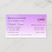 Pastel Lilac Gradient Palm Leaf Monogramm und Logo Visitenkarte (Rückseite)