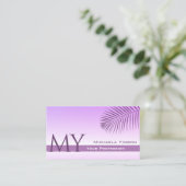 Pastel Lilac Gradient Palm Leaf Monogramm und Logo Visitenkarte (Stehend Vorderseite)
