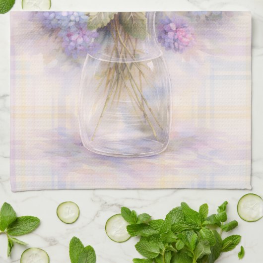 Pastel Lilac Hydrangea Kitchen Tea Towel Geschirrtuch (Gefaltet)