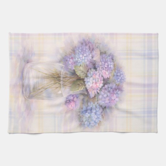 Pastel Lilac Hydrangea Kitchen Tea Towel Geschirrtuch (Horizontal)