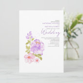Pastel Lilac Light Pink Floral Boho Wedding Einladung (Stehend Vorderseite)