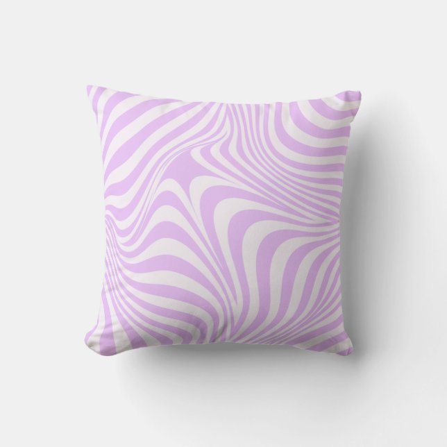 Pastel Lilac Lila Wavy Groovy Lines Muster Kissen (Vorderseite)