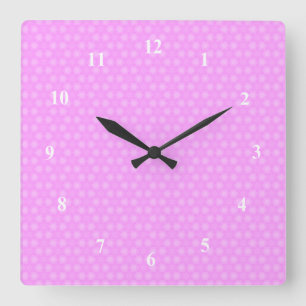 Pastel Lilac Lila White Star Wiederholungsmuster Quadratische Wanduhr