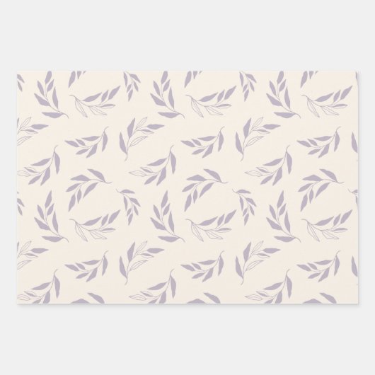 Pastel Lilac Minimalistisches Blumenmuster Geschenkpapier Set (Vorderseite)