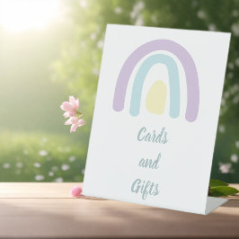 Pastel lilac minty Rainbow Baby Duschkarten Sockelschild