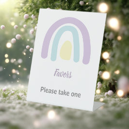 Pastel lilac Rainbow Baby Shower Favoriten Sockelschild