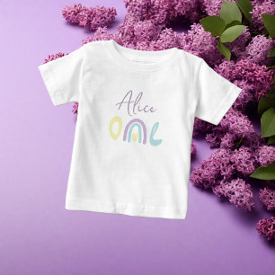 Pastel lilac Regenbogen 1. Geburtstag Party Baby T-shirt