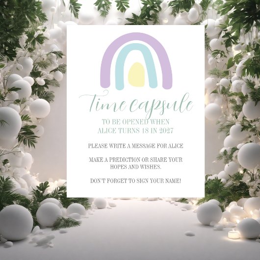 Pastel lilac Regenbogen 1. Geburtstag Zeitkapsel Poster