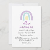 Pastel lilac Regenbogen Geburtstagsparty Einladung (Vorderseite)