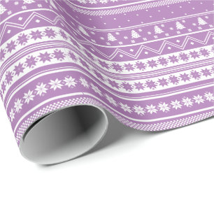 Pastel Lilac und weiße nordische Weihnachtsmuster Geschenkpapier