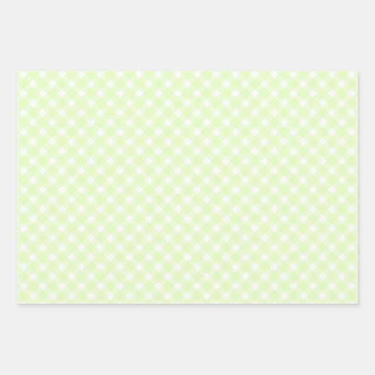 Pastel Lime Green Gingham Kariertes Muster Geschenkpapier Set (Vorderseite 2)