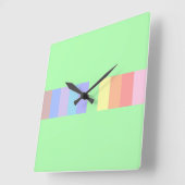 Pastel Lime Green Quadratische Wanduhr (Winkel)