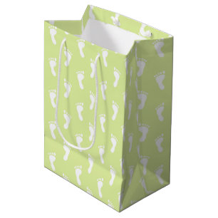 PASTEL LIME GREEN ROWS OF BABY FEED MITTLERE GESCHENKTÜTE