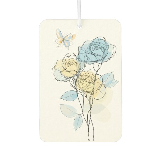 Pastel Line Art Roses Autolufterfrischer (Vorderseite)