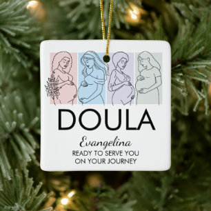 Pastel-Linienkunst-QR-Logo-DOULA-Kundengeschenk Keramikornament