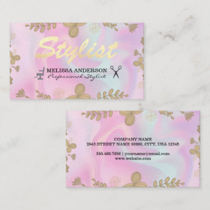 Pastel Liquid and Floral Pattern   STYLIST Visitenkarte