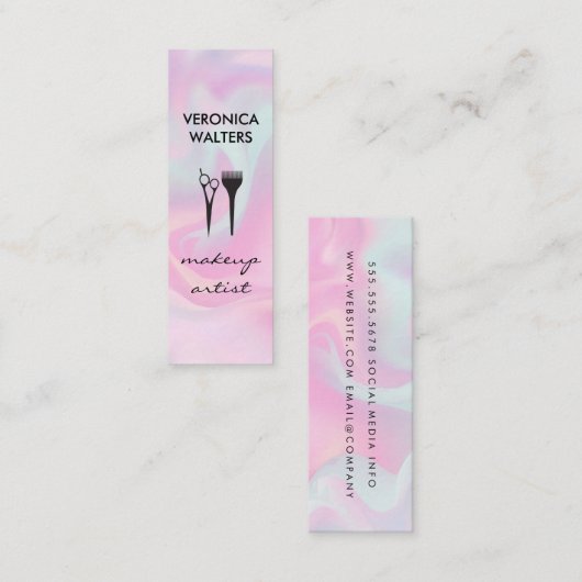 Pastel Liquid Background Brushed Makeup Tools Mini Visitenkarte (Vorne/Hinten)