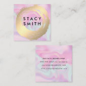 Pastel Liquid Background | Gold gebürstet Quadratische Visitenkarte (Vorne/Hinten)